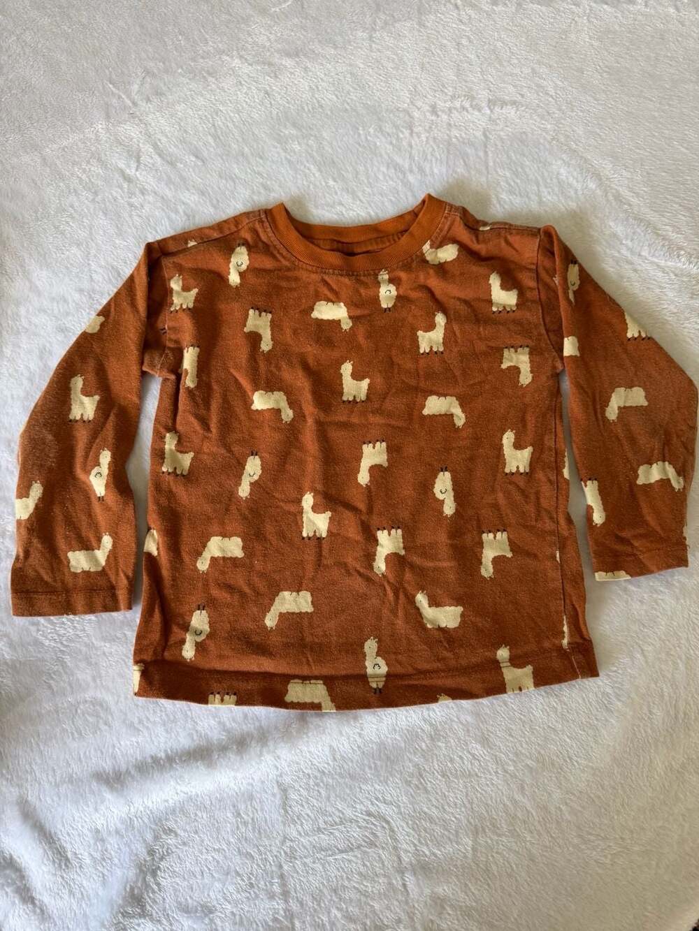Hanna Andersson Llama Long Sleeve Tee Size 3T Brown Cotton